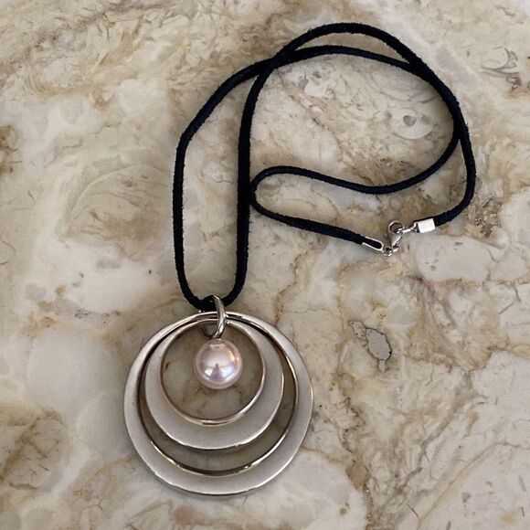 Elle 925 Sterling Silver (41g) & Pink Pearl Necklace - Picture 3 of 10